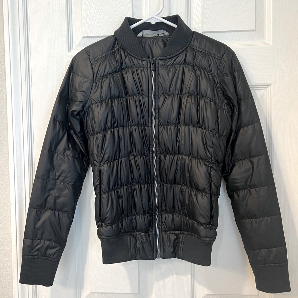 COPY - Athleta Dobby Down Bomber Jacket Black XXS